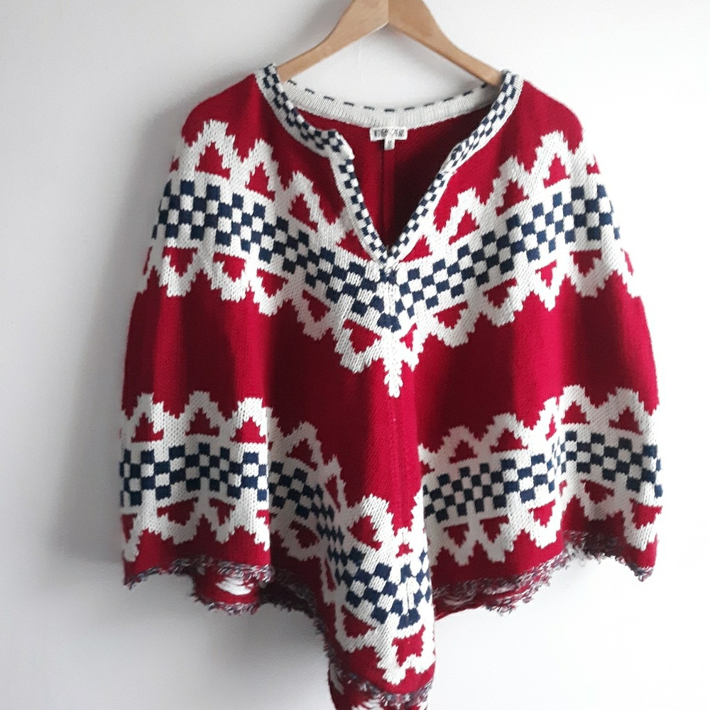 Woven Heart Boho Chic Poncho Cape Size M